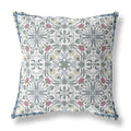 HomeRoots White Green Red Broadcloth 20â€ Pink Sage Paisley Indoor Outdoor Throw Pillow