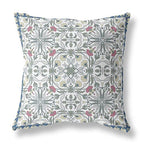HomeRoots White Green Red Broadcloth 20â€ Pink Sage Paisley Indoor Outdoor Throw Pillow