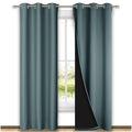 Nicetown Greyish Blue Blackout Curtains 84 Inches Long, Full Light Blocking Drapes With Black Liner For Nursery, Thermal Insulat