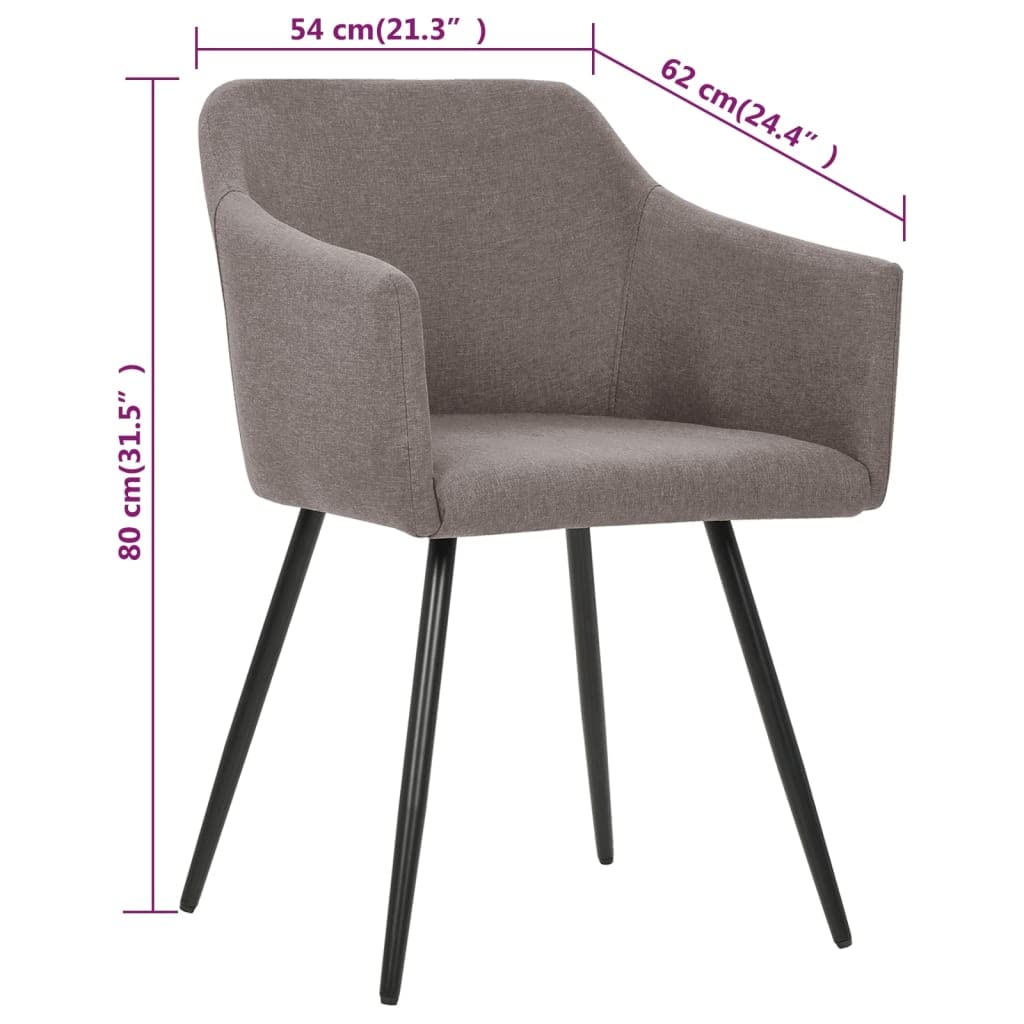 vidaXL Modern Taupe Fabric Dining Chairs - Set of 4 - Comfortable, Ergonomically Curved Design, Durable Metal Frame, Ideal for Dining Room & Kitchen