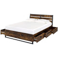 Acme Juvanth Eastern King Wooden Bed with Storage in Oak and Black
