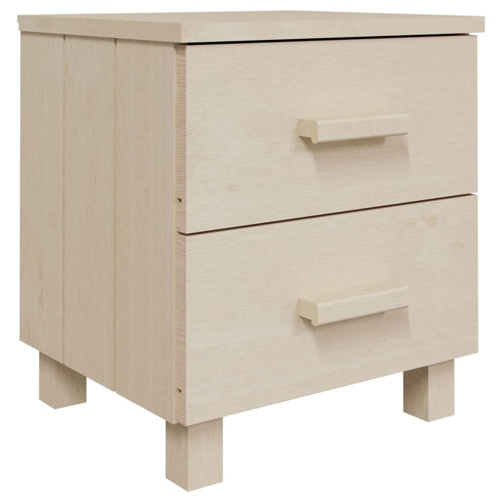 vidaXL Honey Brown Solid Pinewood Bedside Cabinet HAMAR with Smooth Sliding Drawers, Sturdy Tabletop for Display, Bedroom Furniture