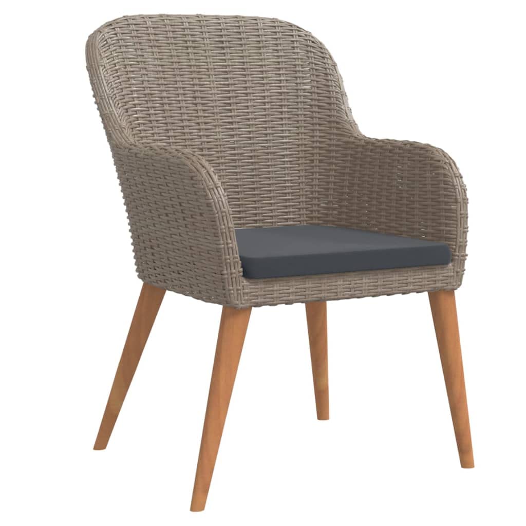 vidaXL 7-Piece Outdoor Patio Dining Set - Stylish Garden Furniture with Cushions, Poly Rattan & Powder-Coated Steel Frame Construction, Spacious Glass Tabletop - Brown & Black with Dark Gray Cushions