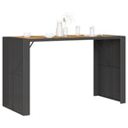 vidaXL Patio Table - Black Poly Rattan & Acacia Wood - Outdoor/Garden Furniture - UV-Resistant & Weatherproof - 72.8 x 31.5 x 43.3 in.