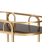 Baxton Studio Leighton Contemporary Glam And Luxe Gold Metal And Tempered Glass 2-Tier Wine Cart