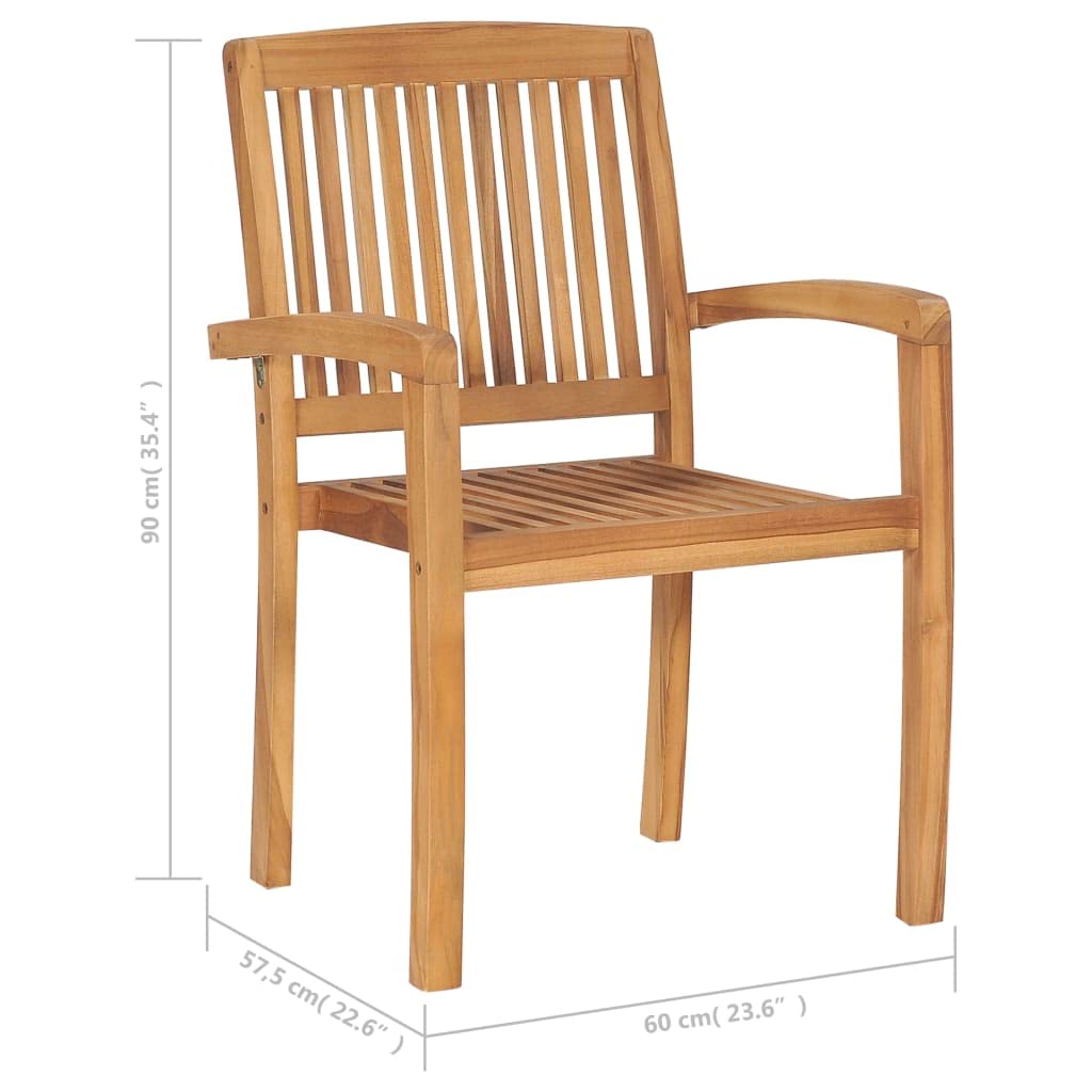 vidaXL Solid Teak Wood Patio Chairs with Gray Cushions - Thumbnail 3