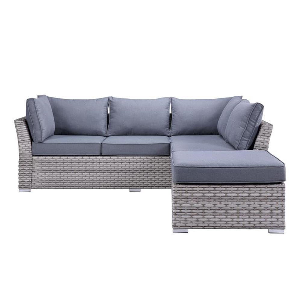 Acme Laurance Patio Sectional & Cocktail Table in Gray Fabric Finish