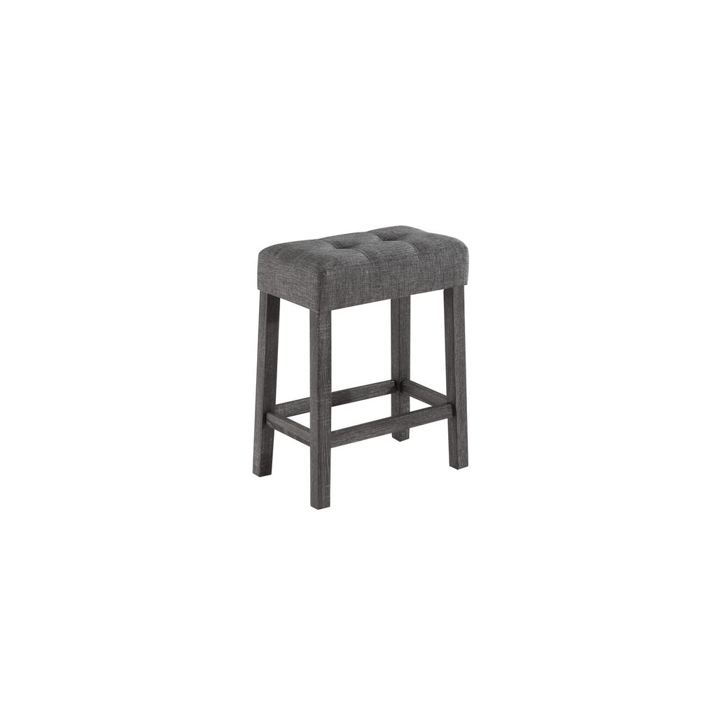 Lilola Home Oriana Gray 4 Piece Counter Height 36" Pub Table Set with Tufted Gray Linen Stools
