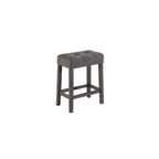 Lilola Home Oriana Gray 4 Piece Counter Height 36" Pub Table Set with Tufted Gray Linen Stools
