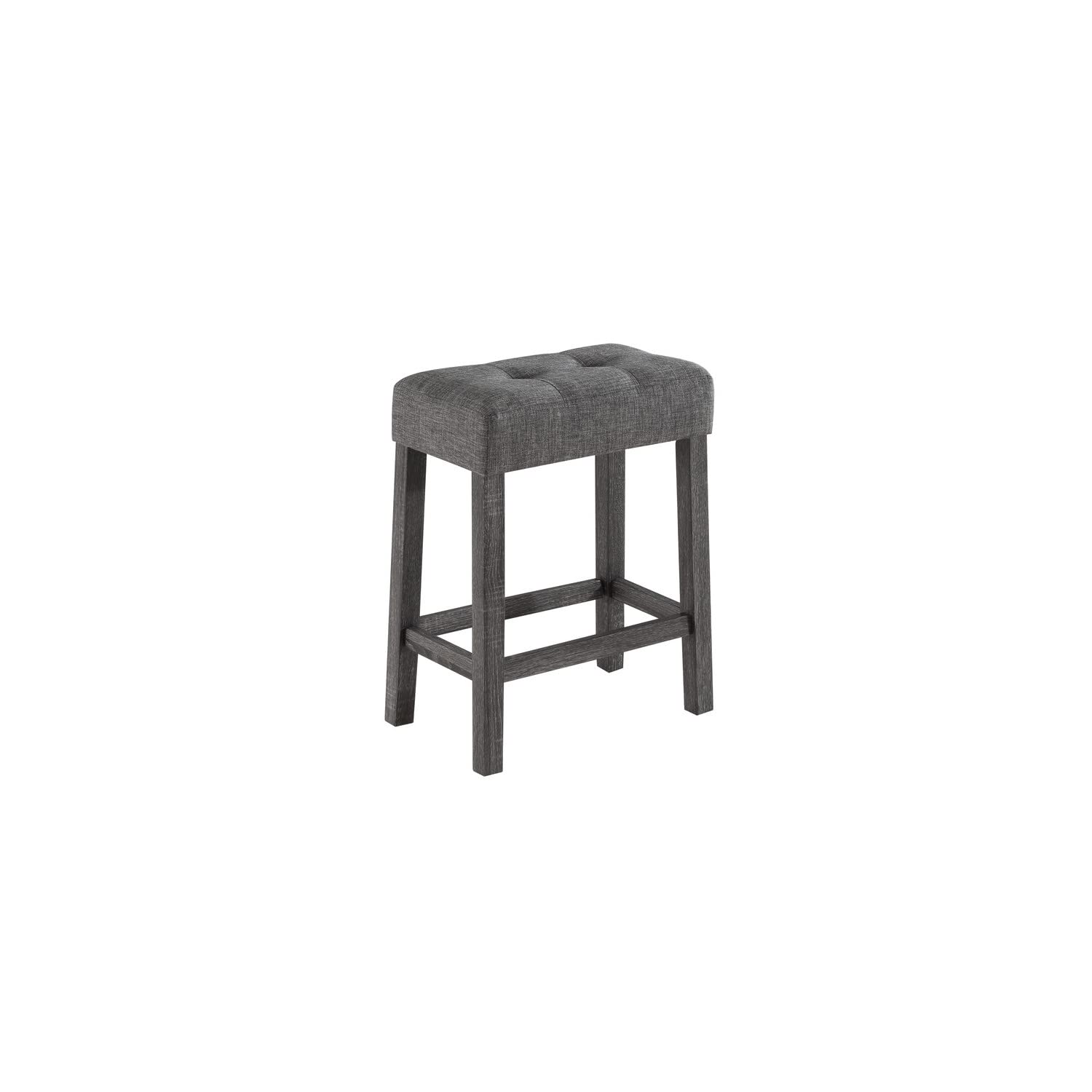 Lilola Home Oriana Gray 4 Piece Counter Height 36' Pub Table Set with Tufted Gray Linen Stools