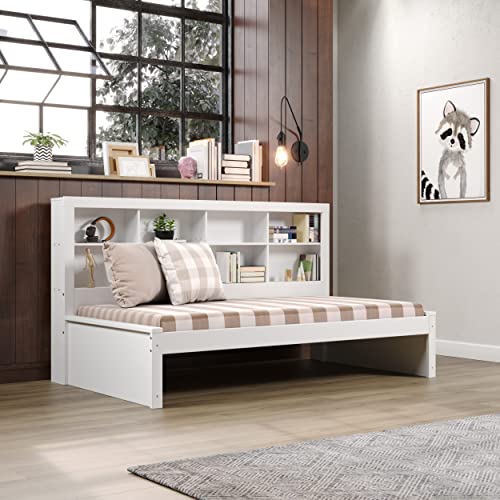 Donco Kids Equable Modern Twin Bookcase Daybed in White Finish