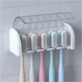 SR SelfAdhesive Plastic Toothbrush Holder with Cover for Bathroom, 5Slot Wall Mounted Toothbrush Organizer (Multicolour, Pack