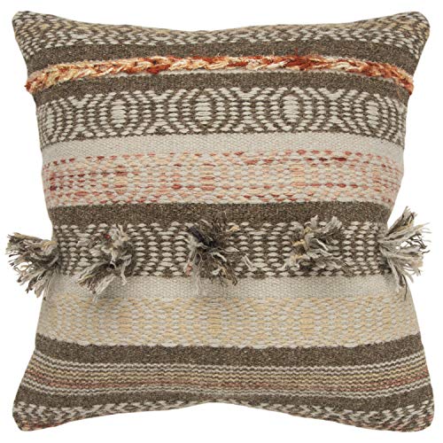 Rizzy Home Decorative Stripe Poly Filled Pillow Orange 20&quot;X20&quot;