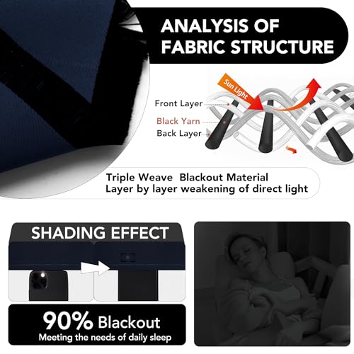 Deconovo Blackout Curtains For Bedroom–Thermal Insulated, Noise-Reducing, Energy-Efficient Drapes For Privacy & Soundproofing–Ideal For Parents, Seniors–42W X 45L Inch, Black, 2 Panels