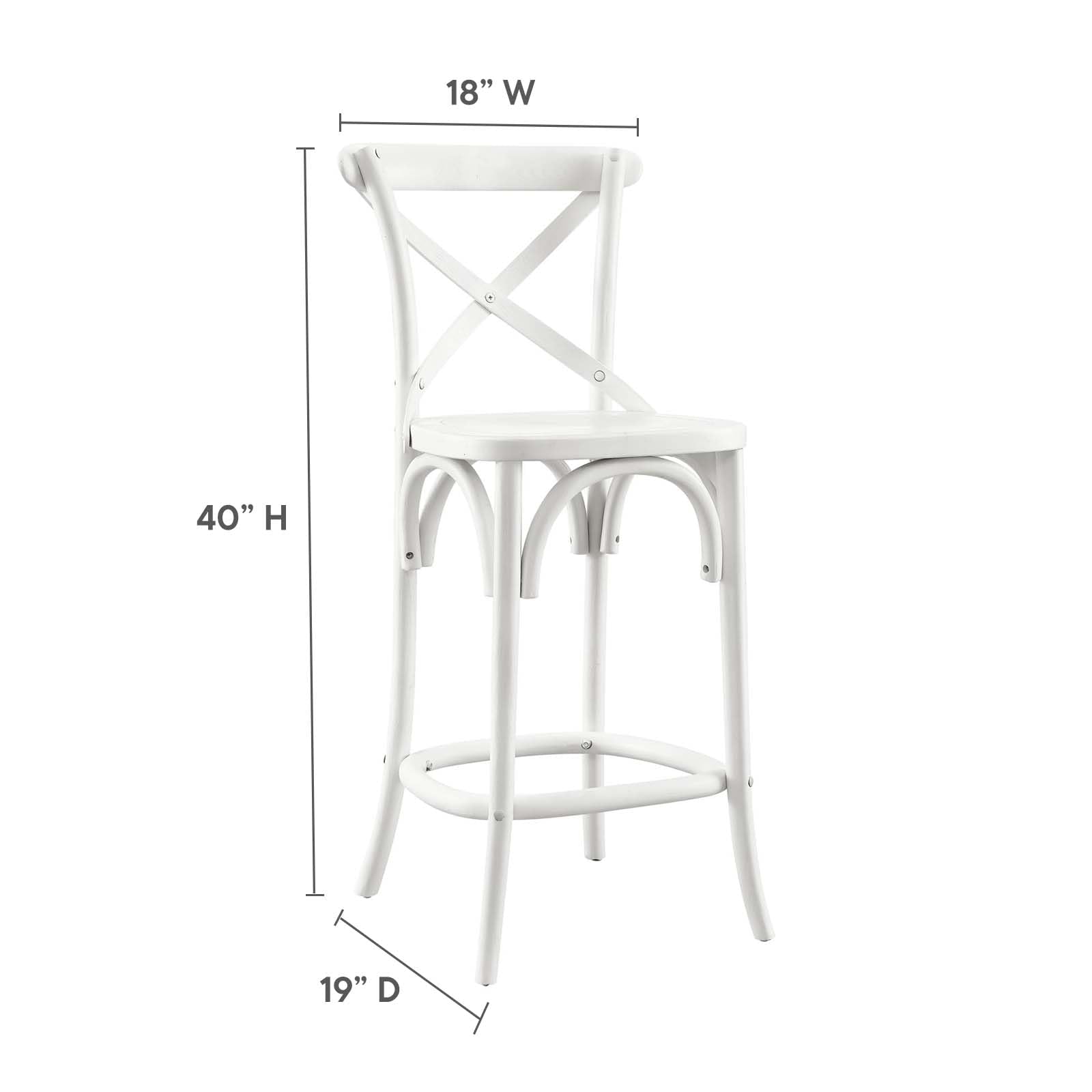 Modway Gear X-Back Wood Counter Bar Stool In White