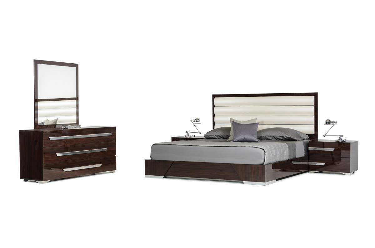 HomeRoots MDF, Glass, Veneer Italian Modern Ebony Mirror