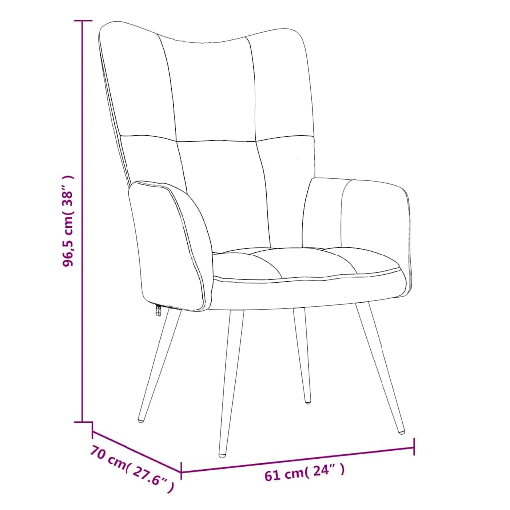 vidaXL Dark Gray Velvet Relaxing Chair with a Stool - Upholstered Seating | Lounge, Living Room, Office | Modern Design with Steel Frame