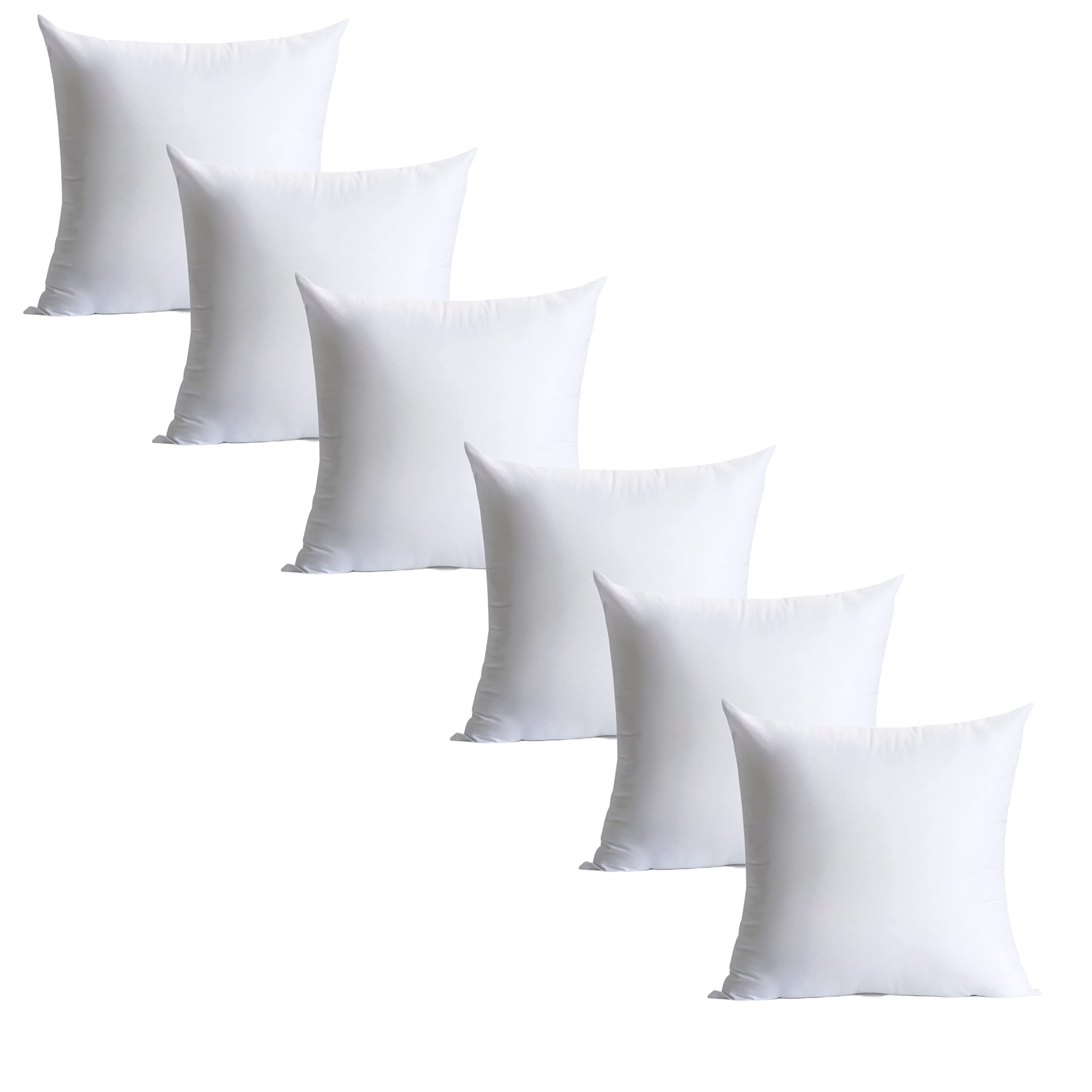 Calibrate Timing 18 X 18 Inches Pillow Inserts, Set Of 6 Hypoallergenic Brushed Microfiber Liner Down Alternative Filled Square