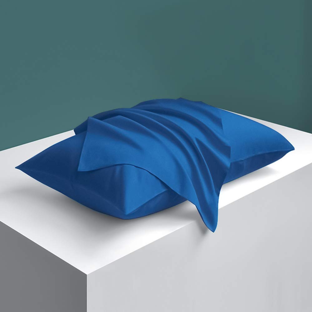Ntbay Zippered Satin Pillow Cases For Hair And Skin, Luxury King Hidden Zipper Pillowcases Set Of 2, 20X36 Inches, Royal Blue