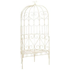 Vidaxl Wrought Iron Outdoor Patio Bench, 37.4' In Antique White | Aesthetic Design | Comfortable Wide Seat | Durable Material | Easy Assembly