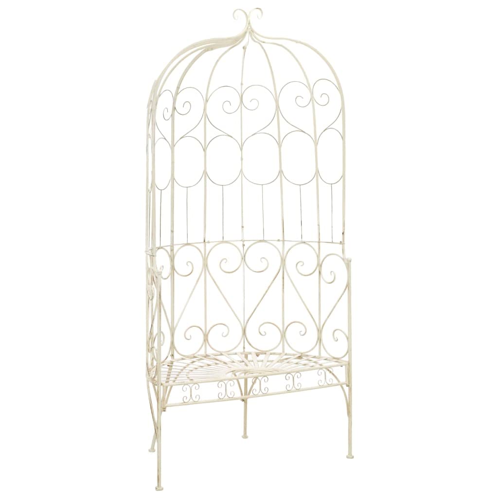 Vidaxl Wrought Iron Outdoor Patio Bench, 37.4' In Antique White | Aesthetic Design | Comfortable Wide Seat | Durable Material | Easy Assembly