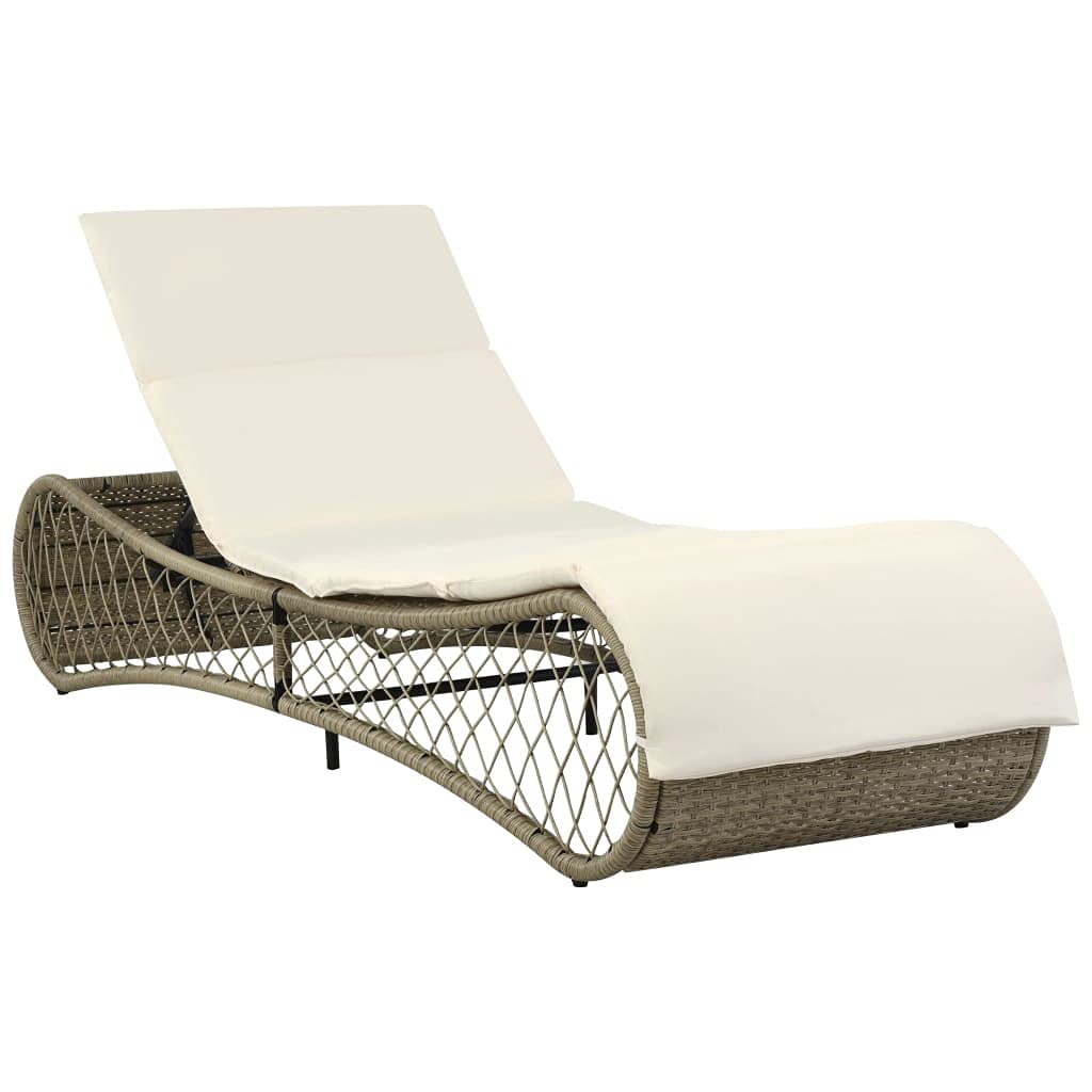 vidaXL Patio Lounge Chair, Outdoor Chaise Lounge Chair with Adjustable Backrest, Sunlounger, Sunbed for Backyard Poolside Porch, Gray Poly Rattan