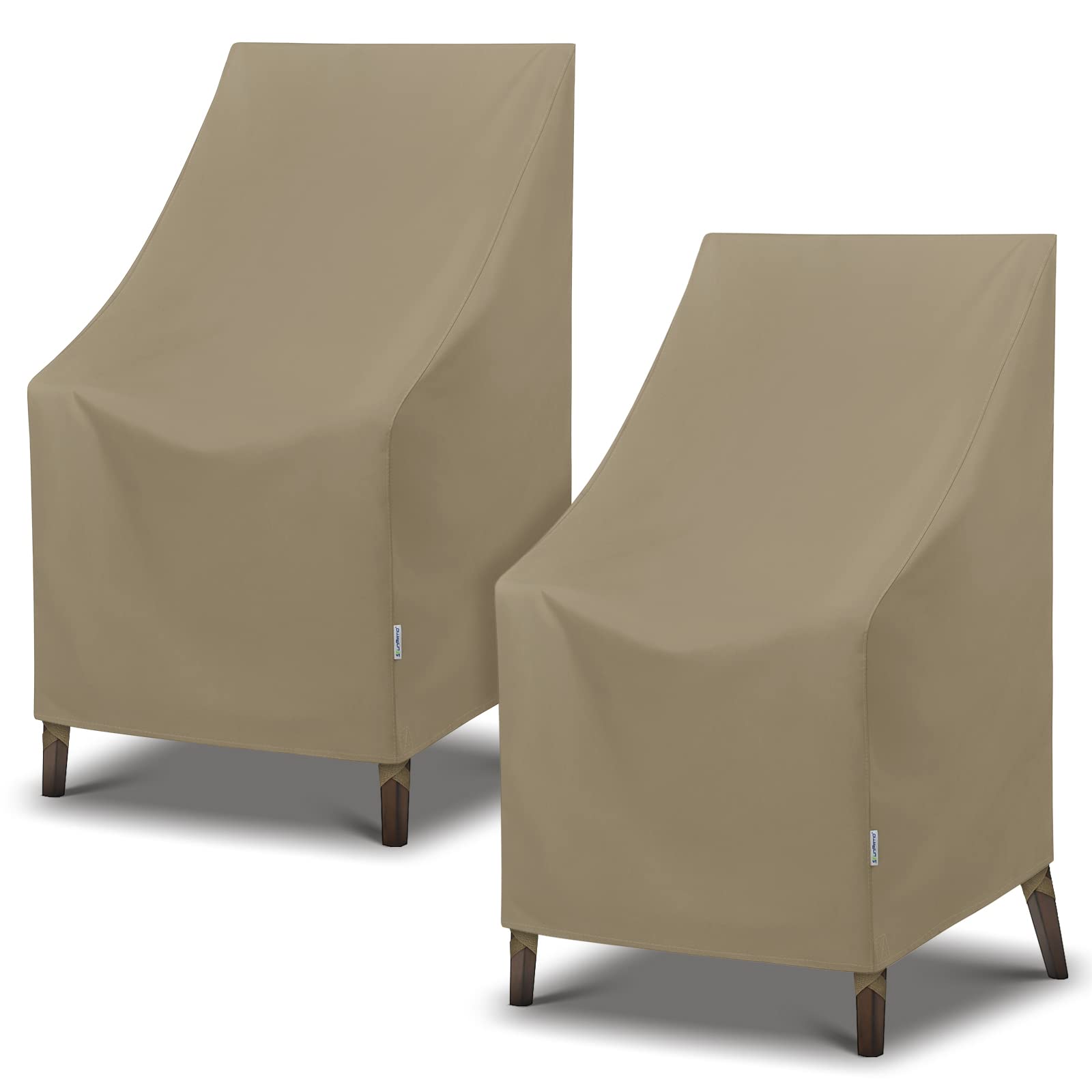 Sunpatio Outdoor High Back Chair Covers, Heavy Duty Waterproof Stackable Patio Chair Covers, All Weather Protection Patio Furniture Covers, 2 Pack -27' W X 30' D X 42' H, Taupe