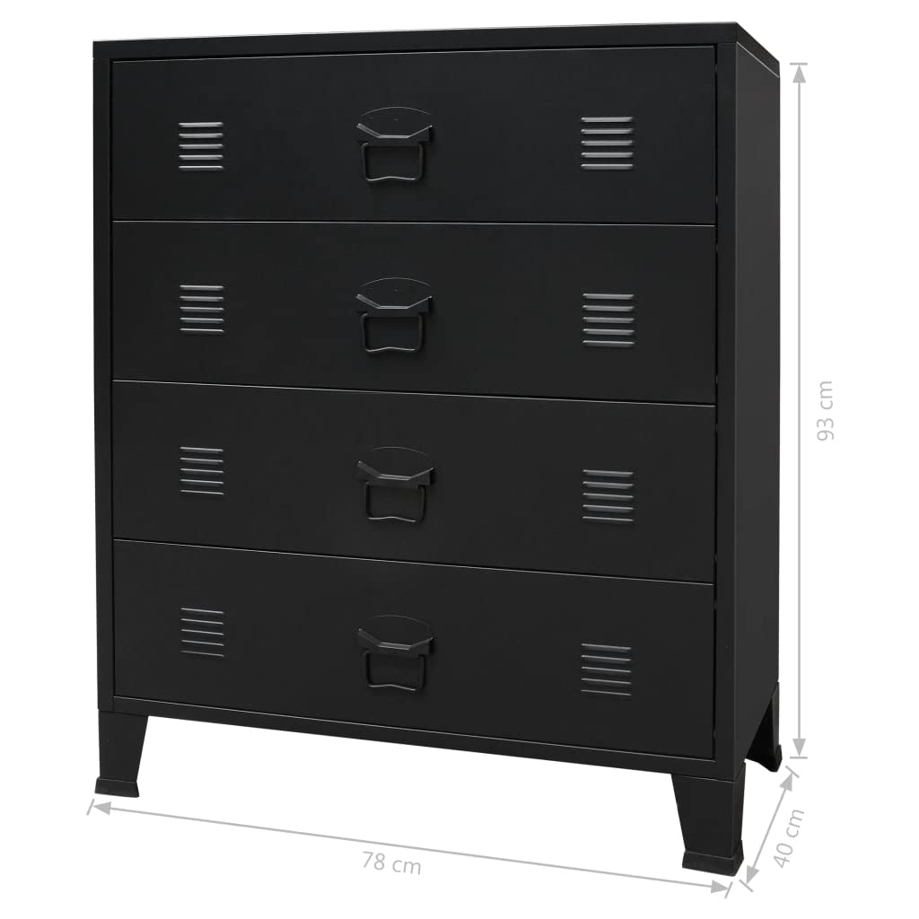 Vidaxl Chest Of Drawers Metal Industrial Style 30.7''X15.7''X36.6'' Black