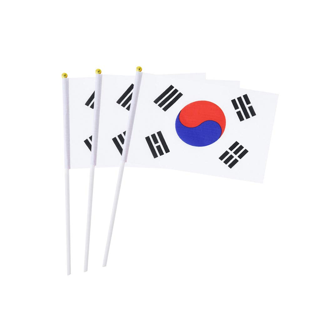 South Korea Flag Korean Hand Held Mini Small Stick Flags For Party Classroom Garden Olympics Festival Clubs Parades Parties Desk