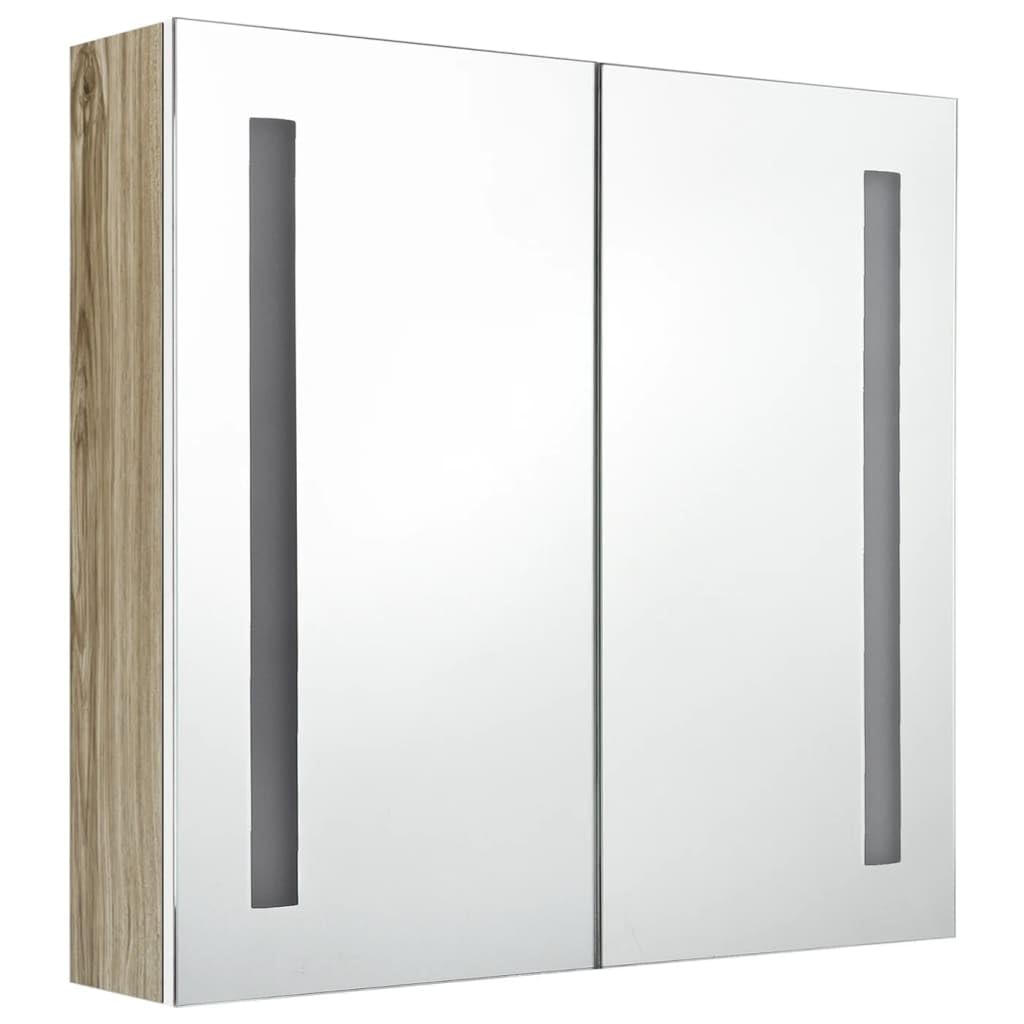 vidaXL Bathroom Cabinet Wall Mounted Mirror Cabinet with Shelves White and Oak