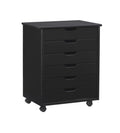Cary Black Six Drawer Wide Rolling Storage Cart Black