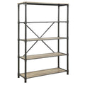 Acme Itzel 4-Tier Metal Frame Bookshelf in Sandy Gray and Oak