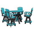 American Furniture Classics Five Piece Round Counter Height Dining Set, Aruba Blue/Black