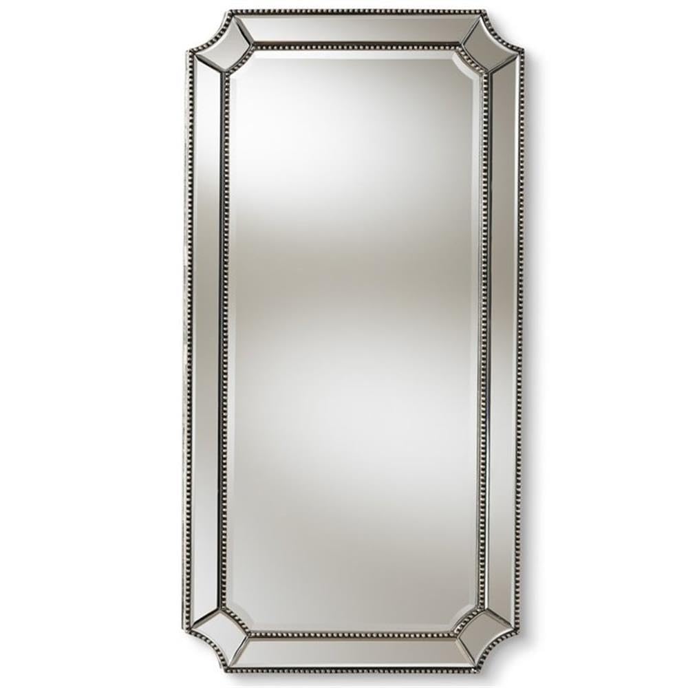 Baxton Studio Romina Art Deco Antique Silver Finished Accent Wall Mirror