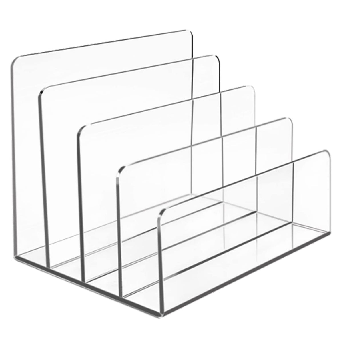 Halyuhn Acrylic Desk File Organizer, 4Sections Clear File Organizer for Desk, Letter Organizer Desktop, Acrylic Mail Organizer C
