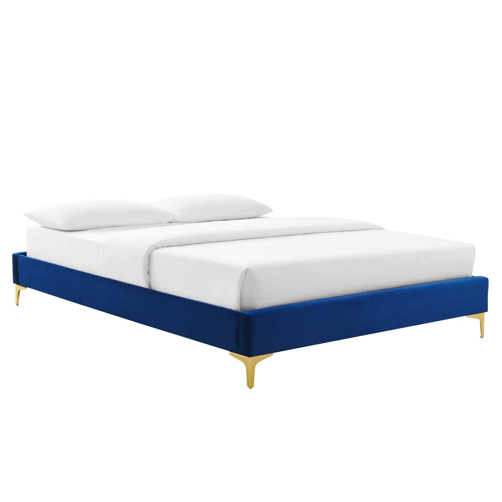 Modway Mod-6305-Nav Sutton Twin Performance Velvet Bed Frame, Navy