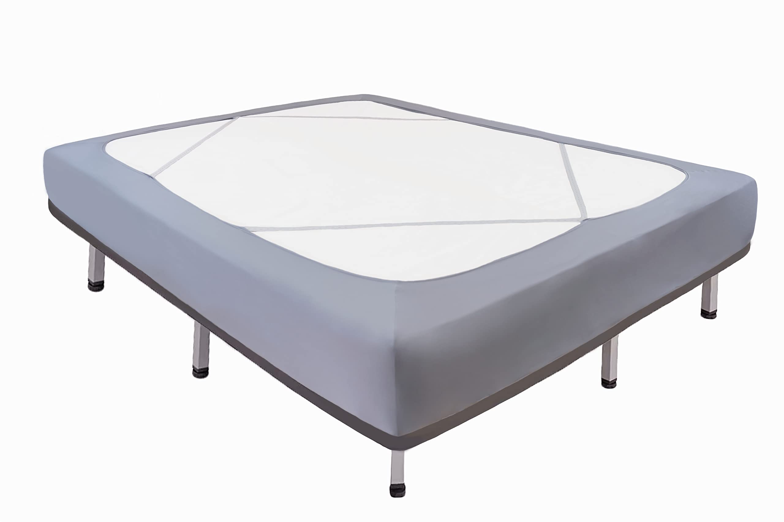 Biscaynebay Decorative Box Spring Cover Full & Full Xl Size, Silver Grey Luxurious Jersey Knitting Stretchy Wrap Around 4 Sides Bed Skirt For Home/Hotels, Easy Fit Wrinkle & Fade Free Machine Washable