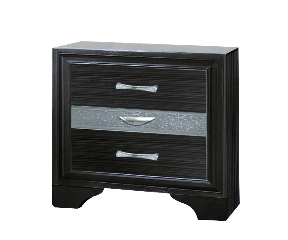 Acme Naima Square 3 Drawers Nightstand In Black
