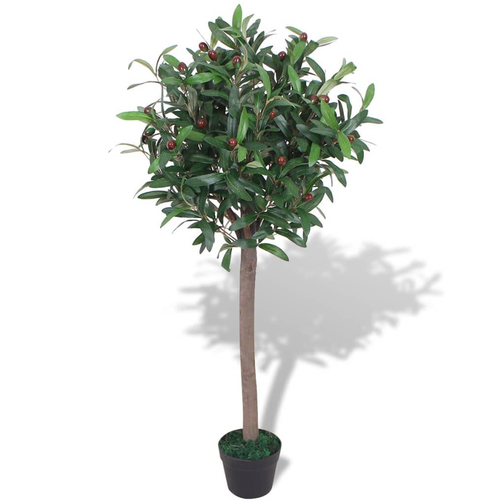 vidaXL 47.2&quot; Artificial Bay Tree with Pot, Indoor Greenery for Home or Office, Lifelike Plastic Leaves and Real Wood Trunk, Low-Maintenance Decorative Plant