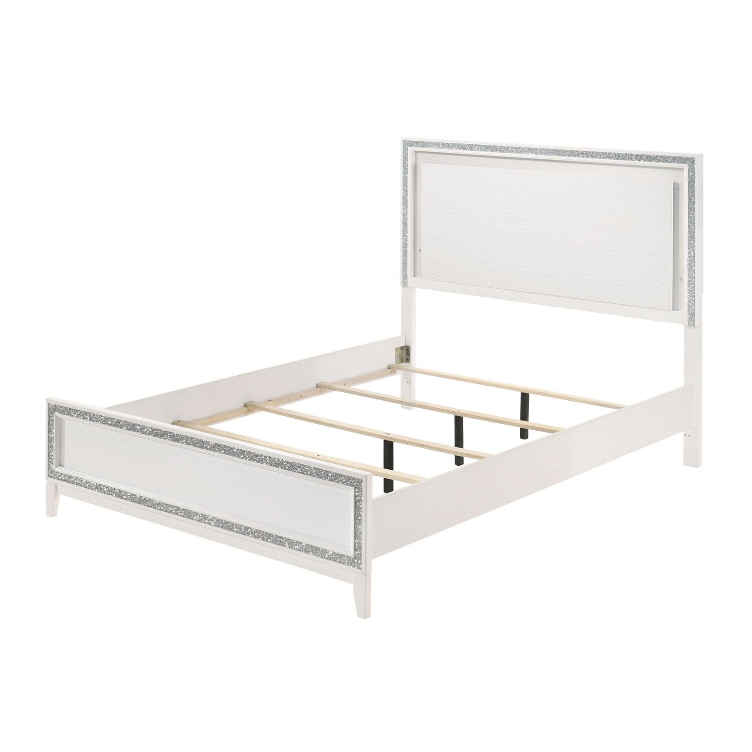 Acme Haiden Wooden Eastern King Bed with LED Lighting in White