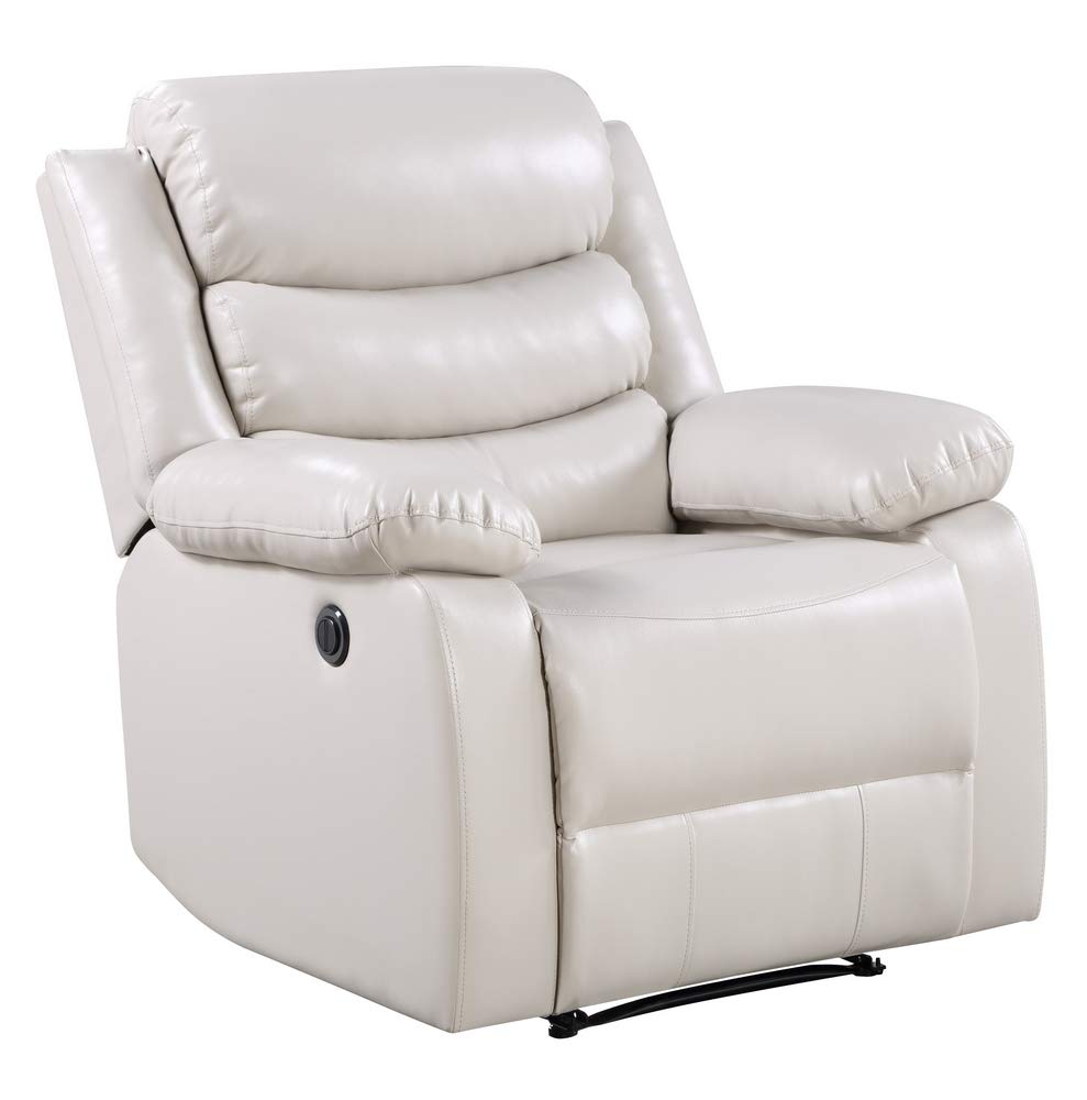 Acme Eilbra Faux Leather Power Recliner With Pillow Top Armrest In Beige