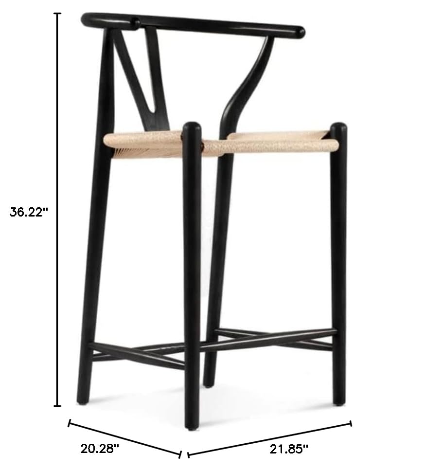 GFURN Dagmar Counter Stool - Black and Natural Cord