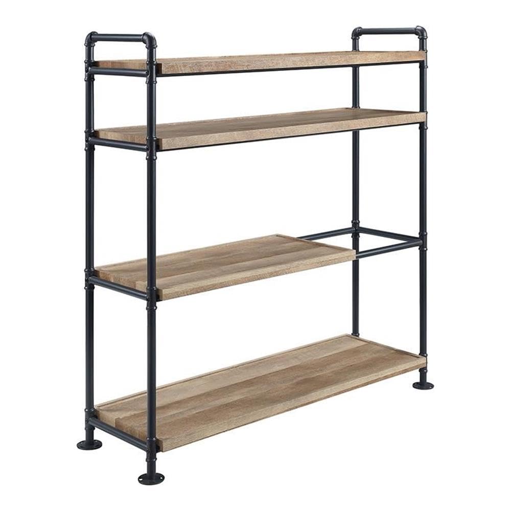 Acme Brantley Bookshelf with 4 Wooden Shelves in Oak and Sandy Black