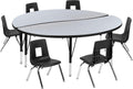 Flash Furniture Emmy 60" Circle Wave Flexible Laminate Activity Table Set with 12" Student Stack Chairs, Oak/Black