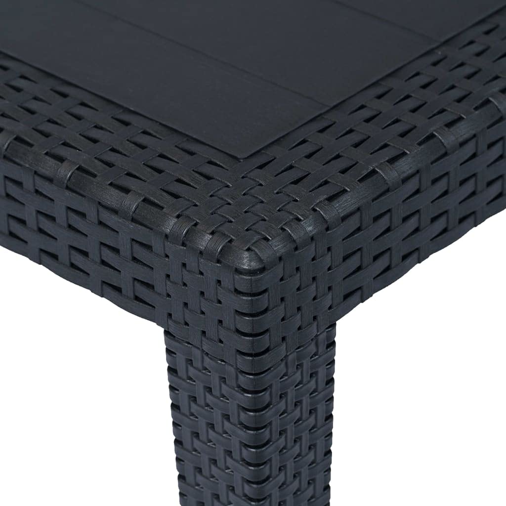 vidaXL Anthracite Patio Table with Rattan Look Design | Durable & Weather Resistant | Lightweight Outdoor Dining Table for Garden, Patio or Campsite - Dimensions 59"x35.4"x28.3".