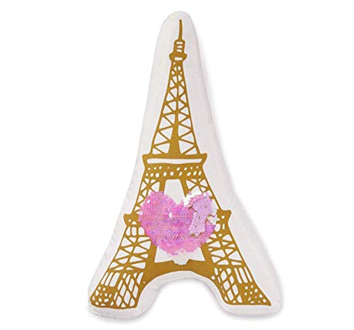 Heritage Kids Eiffel Tower Figural Throw Dec Pillow With Heart Sequin, Gold
