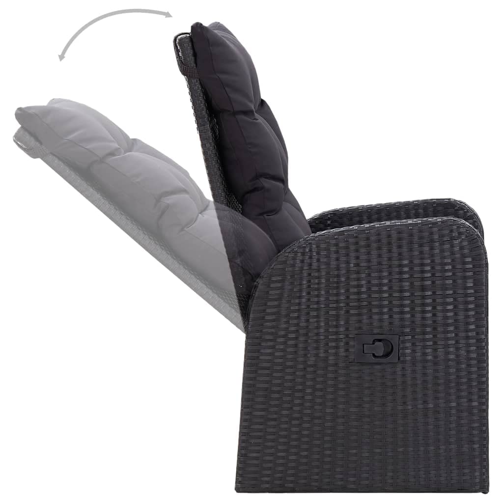 vidaXL Patio Dining Set 9 Pieces Garden Outdoor Balcony Backyard Terrace Dinner Dinette Table Chairs Home Furniture Lounge Seating Black