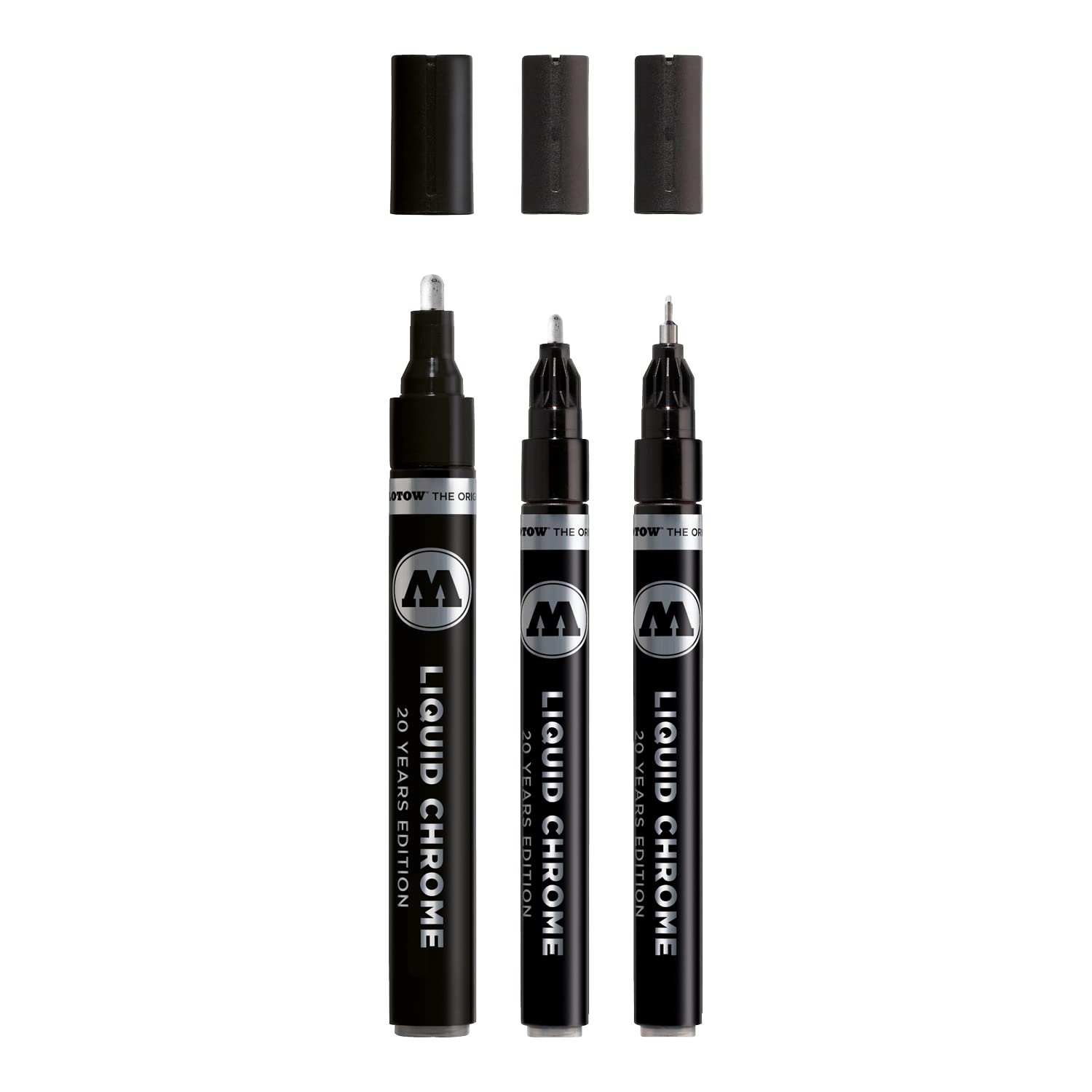 Molotow Liquid Chrome Marker Set Of 3 Special Ink With Mirror Effect Line Width 1 Mm 2 Mm And 4 Mm Made In Germany Chrome