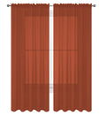 Decotex 2 Piece Solid Elegant Sheer Curtains Fully Stitched Panels Window Treatment Drape (54'' X 63'', Brick)