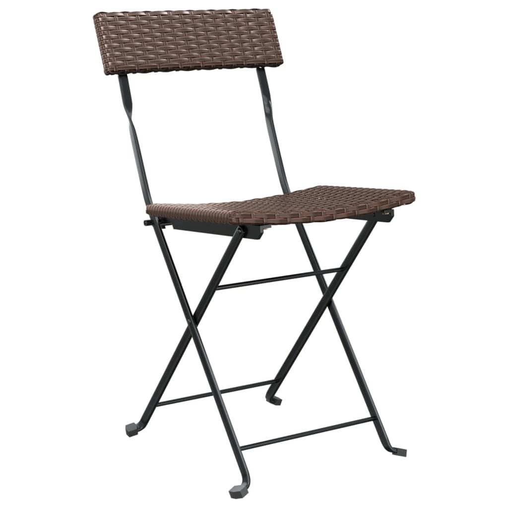 vidaXL Folding Bistro Chairs - Durable Poly Rattan Garden Chairs in Brown - Set of 6 - Weather-Resistant and Foldable, with Stable Steel Frame